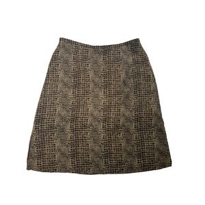 Vintage 90s First Issue Liz Claiborne Reptile Print Skirt Brown Tan Size 10